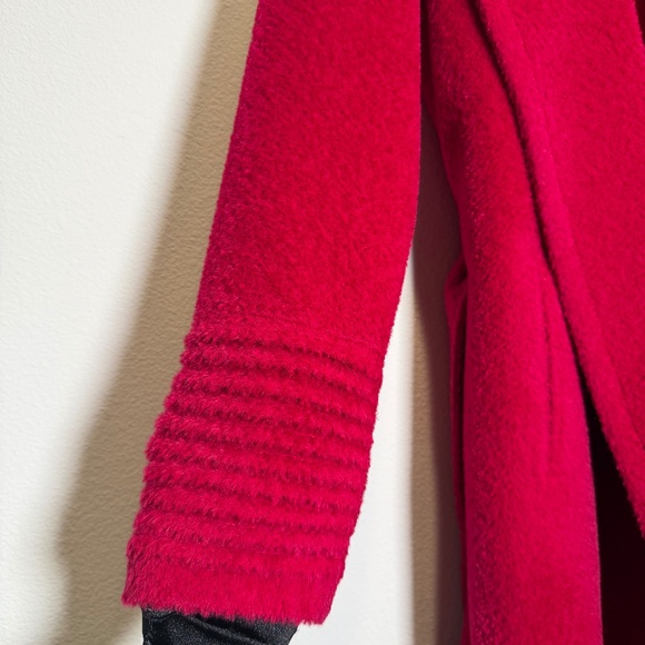 Sentaler Red Baby Alpaca Long Large Notched Collar Wrap Coat Sz XL - Picture 10 of 15